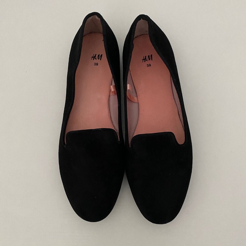 H&M Flats Black US Size 8 EUR Size 39 Pre-Loved Excellent Condition Women's